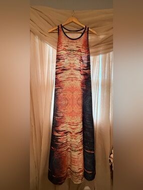 Just Love Multicolor Abstract Print Maxi Dress - Red, Black & Cream